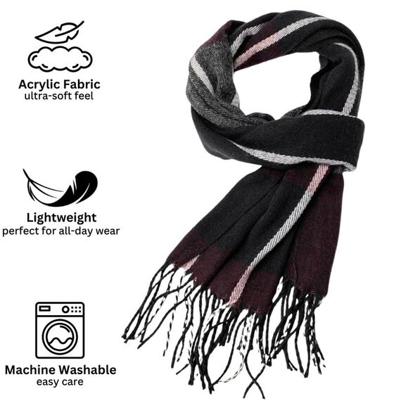 Alpine Swiss Mens Plaid Scarf Soft Winter Shawl Lightweight Cold-Weather Gear - Picture 3 of 8